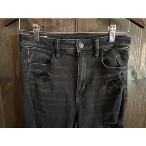 American Eagle Womens 4 Black‎ Next Level Stretch Super High Rise Jeggings thumbnail 2