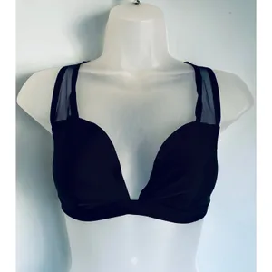 Victoria's Secret Bralette Satin Mesh Black Blue XL NWOT thumbnail 5