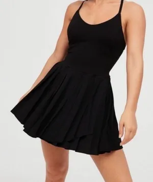 Aerie Offline Black Pleated Tennis Dress thumbnail 1