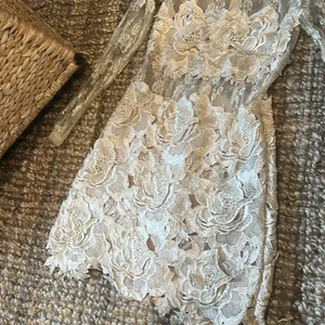 NWT Nellis Boutique Creme Lace Sparkly LS Embellished Dress Size Small thumbnail 6