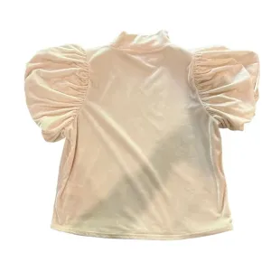 Free People Claudia Light Pink Velvet Mock‎ Neck Puff Sleeve Blouse Size Medium thumbnail 6
