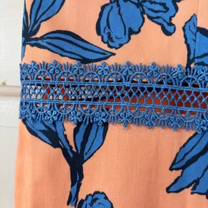 Alice + Olivia Jade Ruffled Floral Midi Dress Coral Blue Lace‎ Illusion Size 12 thumbnail 10