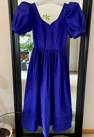 LAURA ASHLEY Vintage 80’s Purple Blue Puff Sleeve Dress thumbnail 1