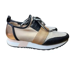 👟✨ Steve‎ Madden Antics Metallic Strap Lace-Up Sneakers Gold Black 7.5 ✨👟 thumbnail 6