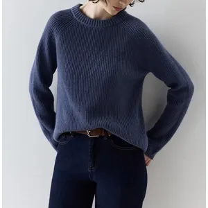 Quince Mongolian Cashmere Fisherman Crewneck Sweater Pullover Copenhagen Blue thumbnail 8
