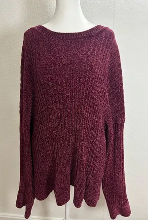 Time and Tru women Burgundy Crew Neck Sweater Size XXXL . thumbnail 1