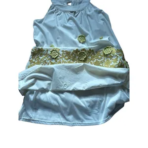RYU White Green‎ Floral Embroidered Boho Sundress Sz L thumbnail 9