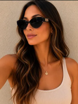 Versace | Cateye Black Sunglasses with Gold Medusa Accents | E04 thumbnail 1