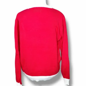Ugly Merry Christmas Sweater White Red Textured Sequins Size M thumbnail 7