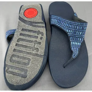 FitFlop Incastone Sandals Women’s Size 10 Blue Thong Embellished Comfort thumbnail 9