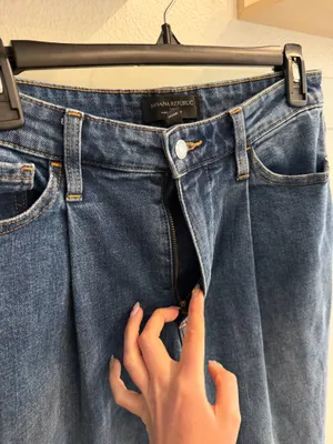 Banana Republic Jeans Womens Medium Wash Blue Hi Rise Wide Leg Crop Cuffed thumbnail 5