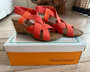 Pierre Dumas Gemma-6 Orange Wedge Sandals Size 6M thumbnail 1