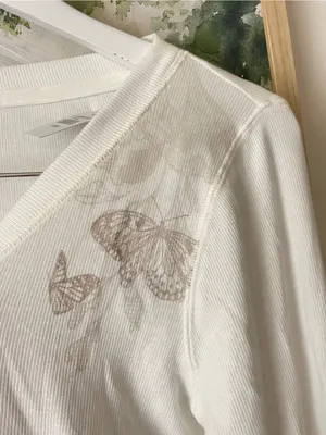 Hollister Y2K Modern Style Easy Long Sleeve Butterfly Pattern Babydoll Top New thumbnail 4
