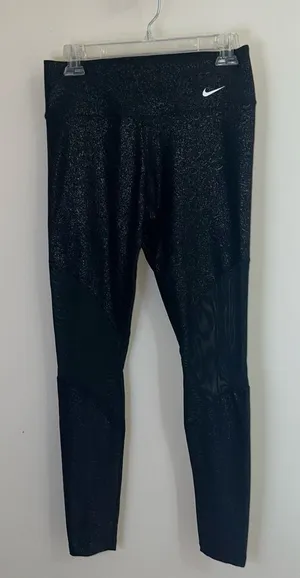 Nike Dri-FIT Gold Flecked Mesh Panel‎ Leggings Size M thumbnail 1