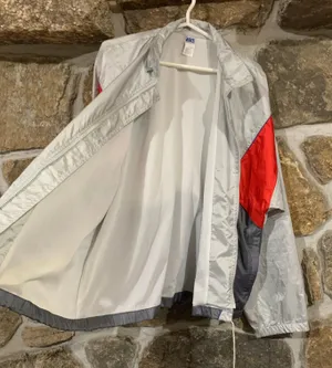 ASICS Vintage Grey/Orange Thin Lightweight Windbreaker Jacket w/ Embroidered Logo thumbnail 6