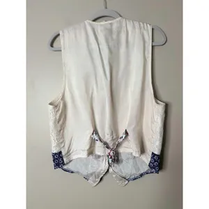 Vintage Patchwork Lace Vest M Cottagecore Boho Phoebe Grunge‎ Artsy Button USA thumbnail 5