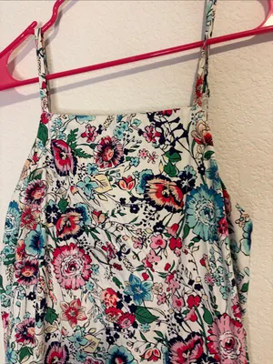 chloe+rene Floral Spaghetti-Strap Dress in Teal & Pink thumbnail 5