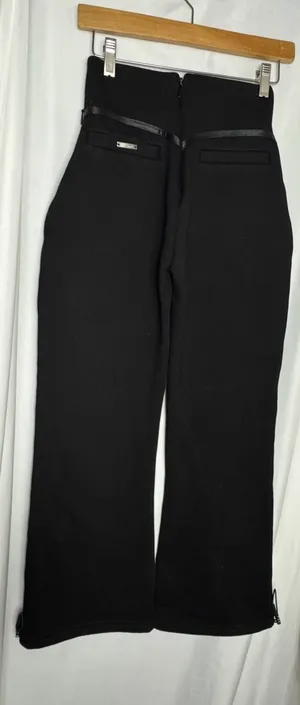 Maniere De Voir Sweatpants Womens Black Relaxed Fleece Zip Waist Drawcord Hem 4 thumbnail 1