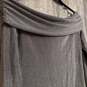 Banana Republic Gold Brown Metallic Sparkly Low Shoulder Top Small thumbnail 6
