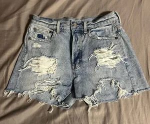 American Eagle 90s Boyfriend Distressed 100% Cotton Jean Shorts Size 0 thumbnail 1