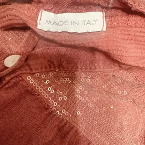 Dusty Rose 100% Linen Top Blouse made in Italy sequins roll tab sleeves camp M thumbnail 5