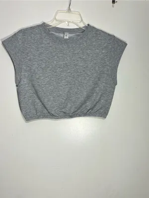 Alo Yoga Womens Short Sleeve Dreamy Crop Top - Dove Heather Grey size S thumbnail 3