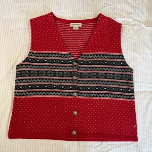 vintage 90s cottage Eddie Bauer Knit Sweater Vest Lambswool Nordic Fair Isle thumbnail 1
