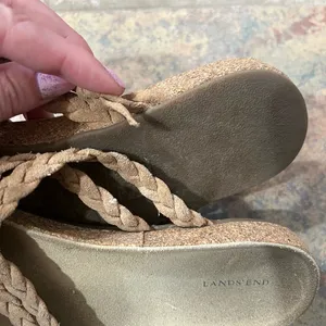 lands end sandals | size 8 sandals | finely cork bottom braided thong sandals thumbnail 6