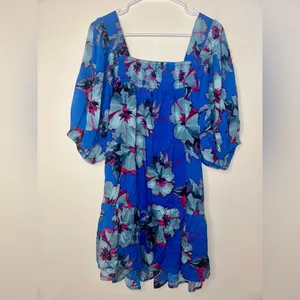 NWT Band Of The Free Soria | Floral Lapis Blue Slate Dress L thumbnail 4