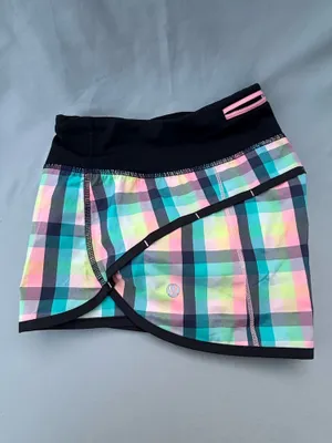 Lululemon Shorts Sea Wheeze Plaid Mermaid Blue Black Yellow Size 2 thumbnail 8