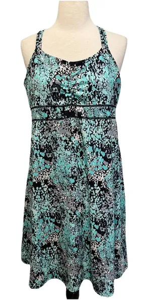 Marmot Active Dress L Built in Bra Athletic Green Back Tank Abstract Artsy thumbnail 1
