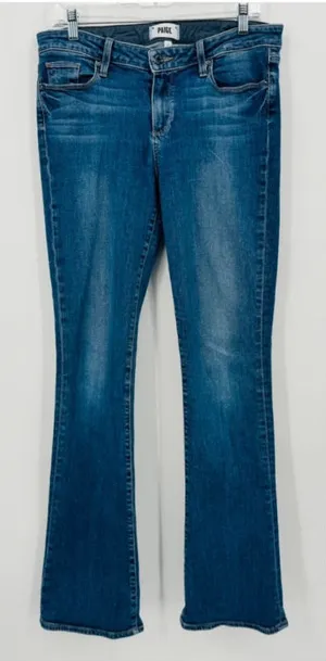 Paige Manhattan Boot Cut Jeans Size 32 Tall Lane Wash Medium Blue thumbnail 1