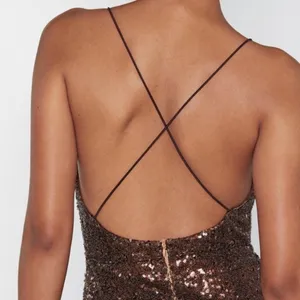 Nasty Gal “Don’t Cross Me” Brown Sequin Dress Y2K NYE thumbnail 3