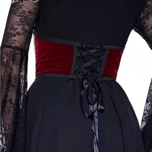 Gothic Black and Red Corset with Chains thumbnail 2