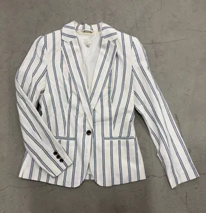 A New Day Blue & white White Linen Pinstripe Blazer thumbnail 1