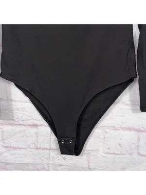 REORIA Medium Black Long Sleeve Bodysuit thumbnail 3