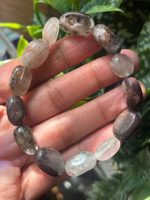 Garden quartz lodolite crystal stretch bracelet thumbnail 2