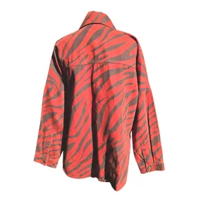 Zara Red Brown Zebra Print Oversized‎ Snaps Shirt Jacket Women's Size M thumbnail 7