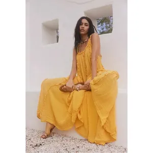 Free People Bohemian Ethereal Goddess Gauze Mckinley Maxi Dress Marigold Medium thumbnail 2