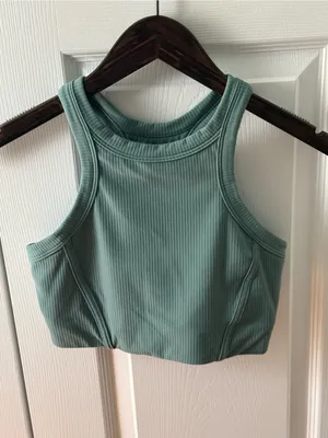 Lululemon Ribbed High Neck Nulu Bra in Tidewater Teal thumbnail 2
