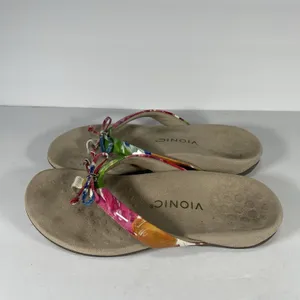 Vionic Women’s Floral Thong Sandals Multicolor/Beige Slip On US 7 EU 38 thumbnail 2