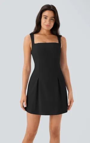 Halara Softlyzero Quick Dry Square Side Pocket Mini Tennis Active Black Dress L thumbnail 1
