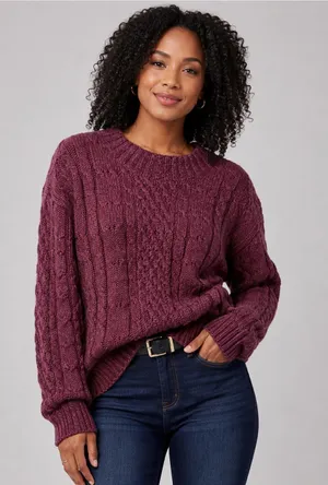Paris Sport Club Mohair Cable knit Sweater Berry Cottagecore SZ M 90’s Y2K thumbnail 1