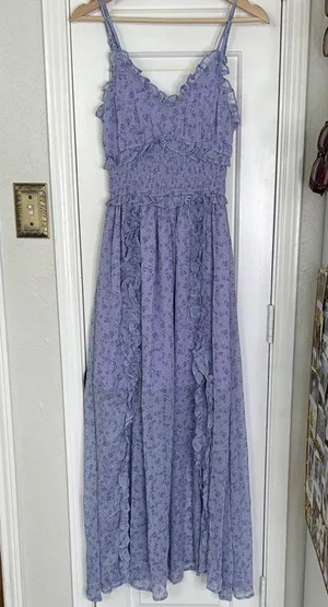 Elliatt Victorian lilac floral ruffle maxi dress thumbnail 3