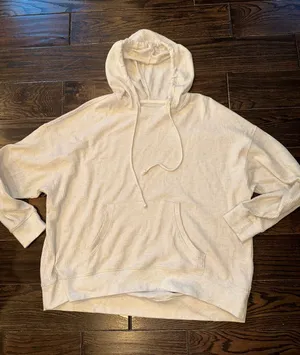 aerie Cream Waffle-Knit Hooded Pullover size medium thumbnail 1