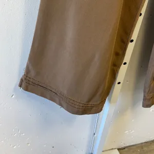 Vintage Soft Surroundings Brown 100% Silk Wide Leg Pants Pintuck Hem Size Large thumbnail 9