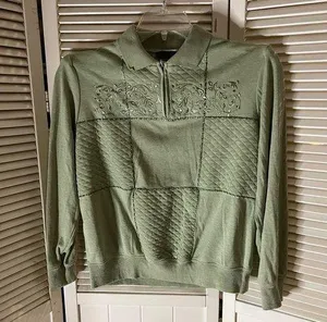 PM Alfred Dunner green embroidered track sweater thumbnail 1