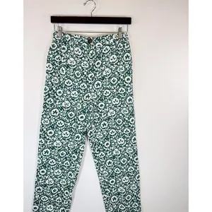 Boden Womens Pants Green Enchanting Bloom Linen Straight Trouser Boho Size 2 thumbnail 5