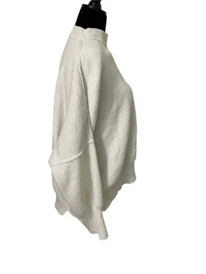 Free People Sweater Small White Knit Slouchy Oversized Mock Neck Pullover thumbnail 5
