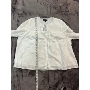 NWT J.Crew Smocked Cotton Popover top in cotton voile Blouse White Eyelet Trim M thumbnail 6